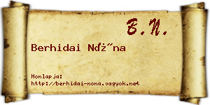 Berhidai Nóna névjegykártya